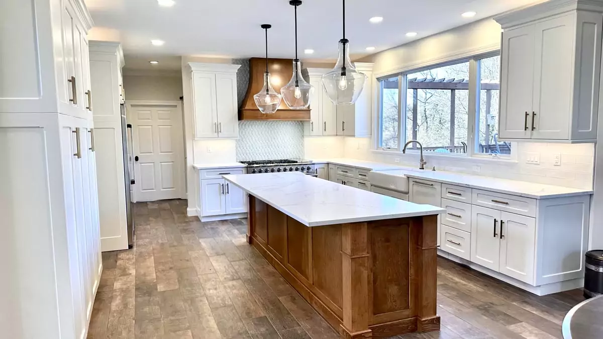 Skillman Morris County NJ Kitchen Renovation with Porcelain Plank Tile White Oak Island Lighting In Cabinet Under and Above.jpg