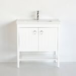 32 Inch White Polo Freestanding Single Sink Bathroom Vanity