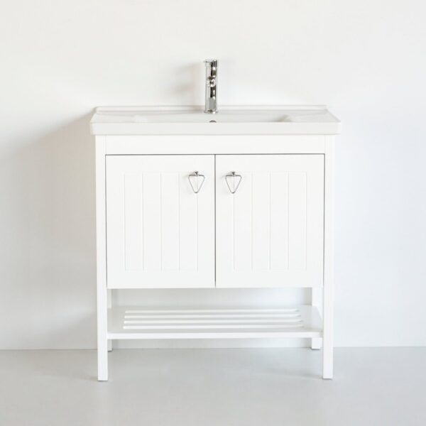 32 Inch White Polo Freestanding Single Sink Bathroom Vanity