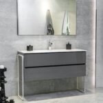 48 Inch High Gloss Anthracite Veneto Floating Bathroom Vanity