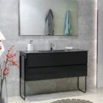 48 Inch High Gloss Black Veneto Floating Bathroom Vanity