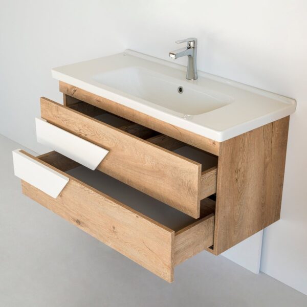 40 Inch Light Oak & White Oscar Floating Single Sink Bathroom Vanity - Image 6