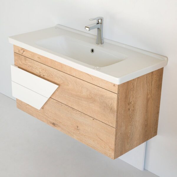 40 Inch Light Oak & White Oscar Floating Single Sink Bathroom Vanity - Image 5