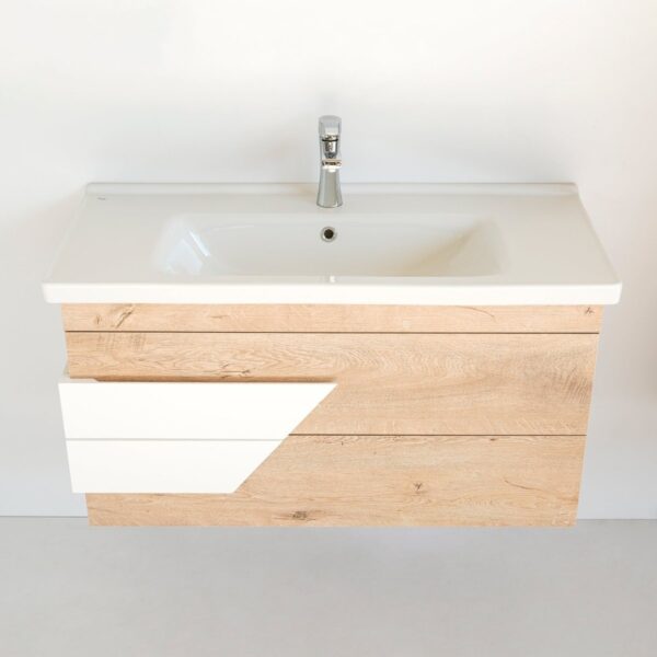 40 Inch Light Oak & White Oscar Floating Single Sink Bathroom Vanity - Image 3