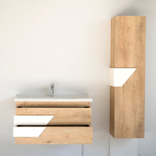 40 Inch Light Oak & White Oscar Floating Single Sink Bathroom Vanity - Image 2