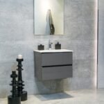 24 Inch High Gloss Anthracite Veneto Floating Bathroom Vanity